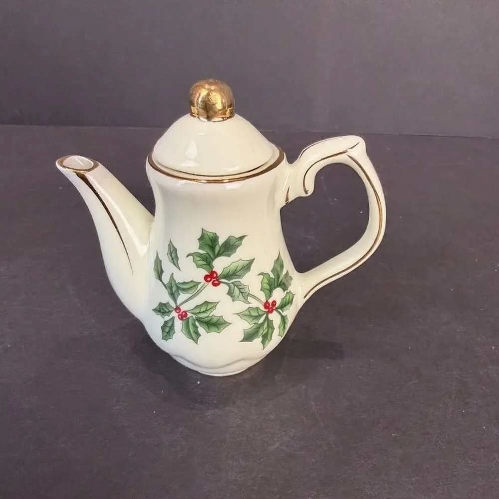 Vintage Formalities by Baum Bros. Miniature Christmas Holly Berries Tea Set